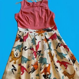 Retro-style sleeveless dinosaur dress